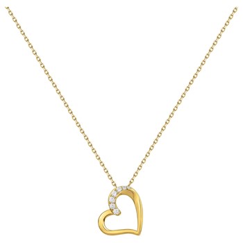 Collier mono-motif en Plaqué Or avec oxyde de zirconium blanc
