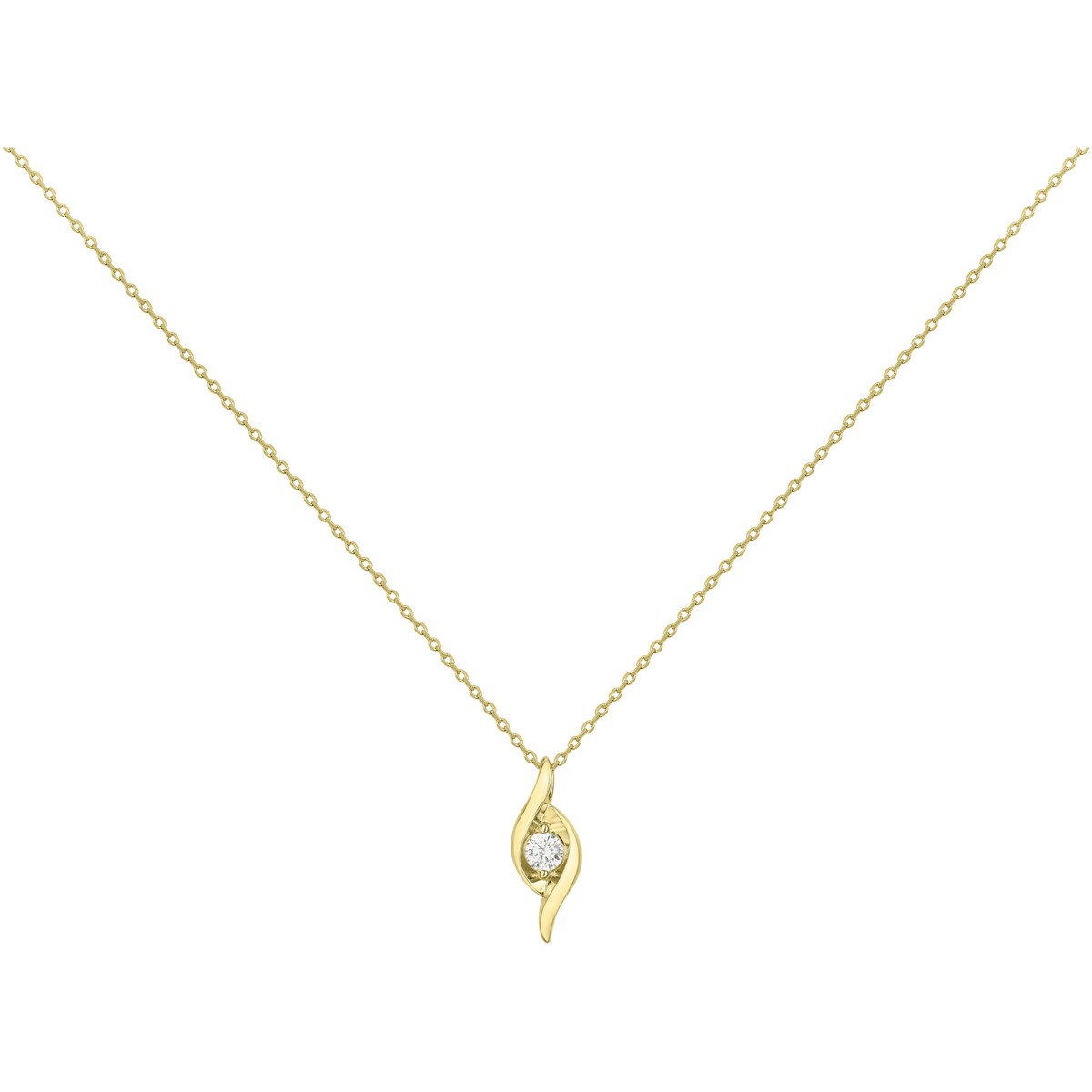 Collier mono-motif en Plaqué Or avec oxyde de zirconium blanc