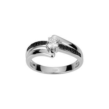 Bague de fiançailles en Argent avec oxyde de zirconium noir