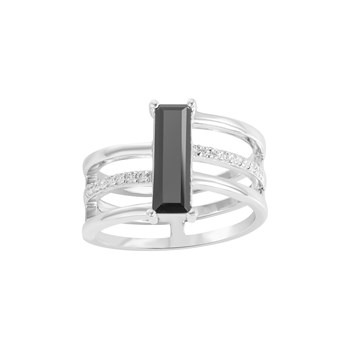 Bague en Argent avec oxyde de zirconium noir