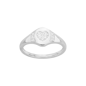 Chevalière en Argent avec oxyde de zirconium blanc