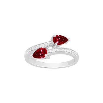 Bague en Argent avec oxyde de zirconium rouge rubis