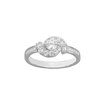 Bague de fiançailles en Argent avec oxyde de zirconium blanc