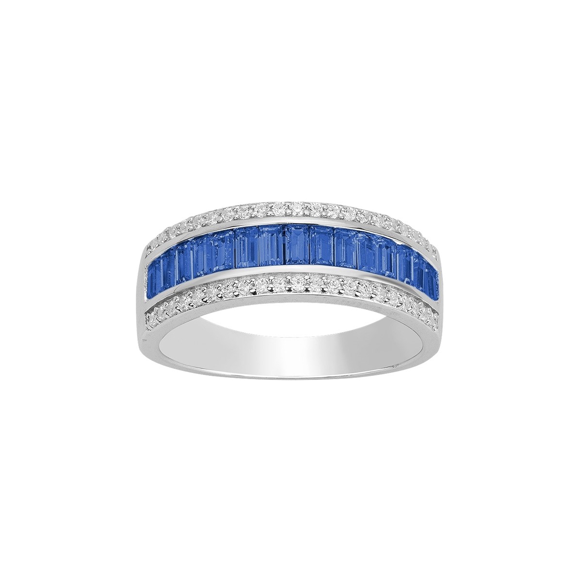 Alliance en Argent avec oxyde de zirconium bleu saphir