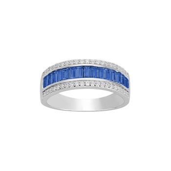 Alliance en Argent avec oxyde de zirconium bleu saphir