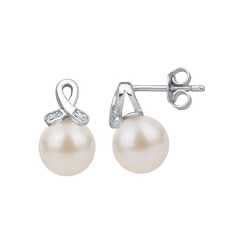 Boucles d'oreilles puces en Argent avec perle d'eau douce blanc
