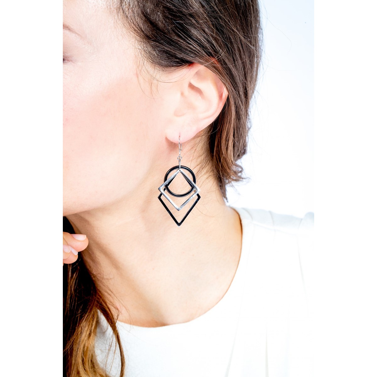 Boucles d'oreilles pendantes Gabriella en Acier - vue 2