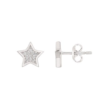 Boucles d'oreilles clous en Argent avec oxyde de zirconium blanc