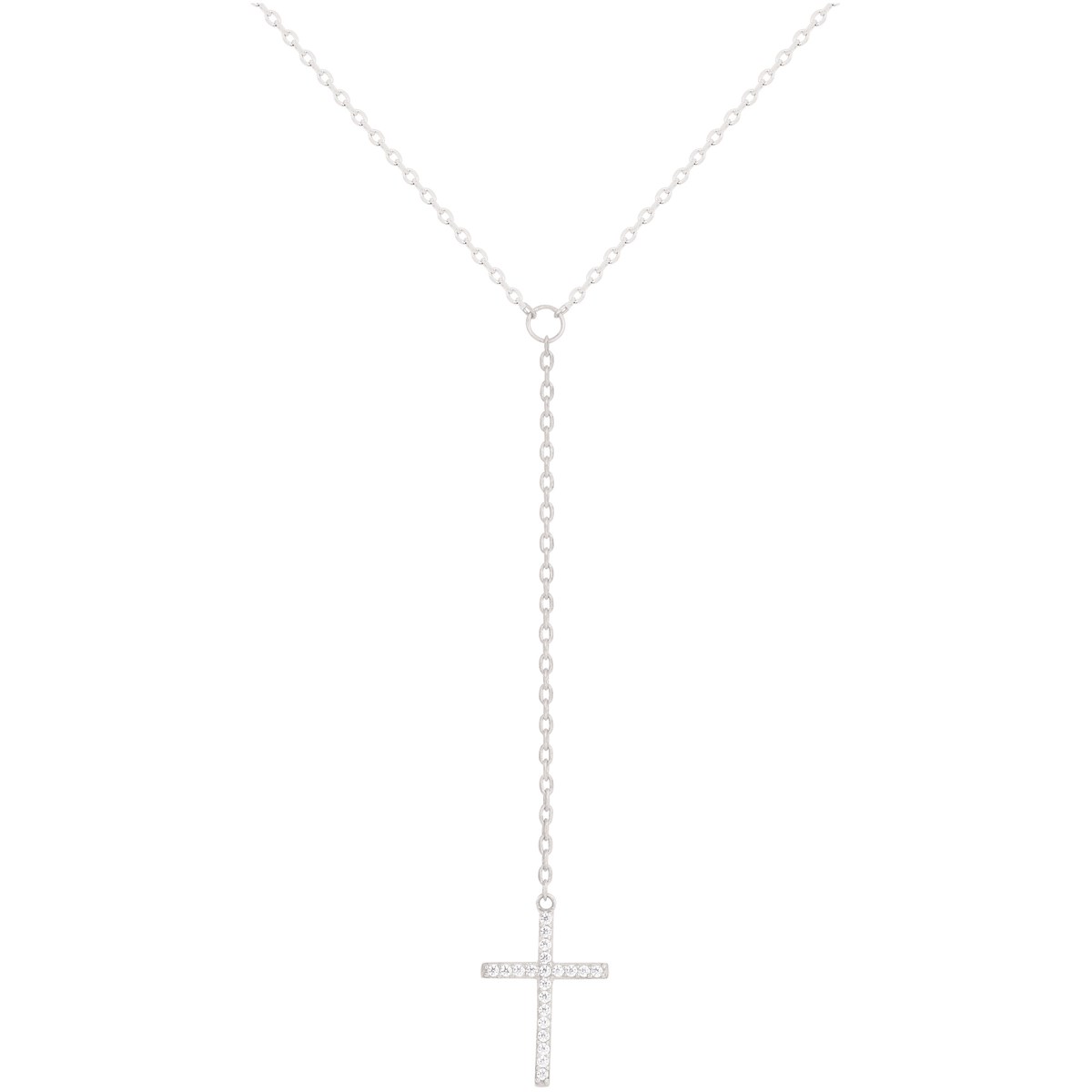 Collier Y en Argent avec oxyde de zirconium blanc