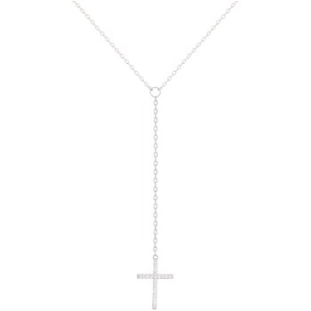 Collier Y en Argent avec oxyde de zirconium blanc