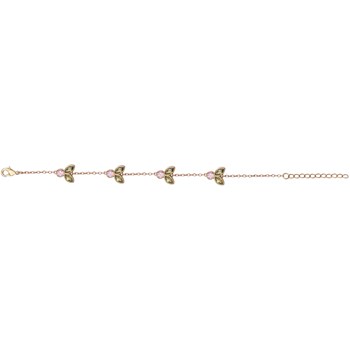 Bracelet souple multi-motifs en Plaqué Or avec oxyde de zirconium multicolore