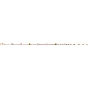 Bracelet souple multi-motifs en Plaqué Or avec oxyde de zirconium multicolore