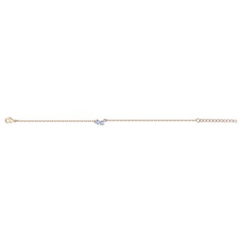Bracelet souple mono-motif en Plaqué Or avec oxyde de zirconium bleu topaze
