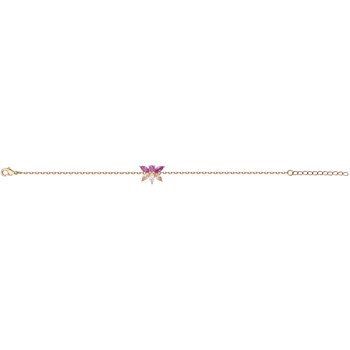 Bracelet souple mono-motif en Plaqué Or avec oxyde de zirconium multicolore
