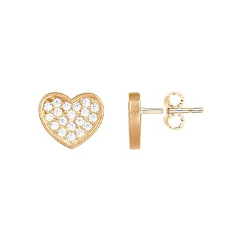 Boucles d'oreilles clous en Plaqué Or avec oxyde de zirconium blanc