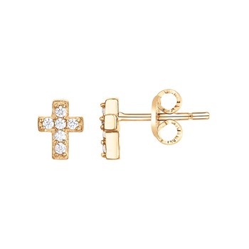 Boucles d'oreilles clous en Plaqué Or avec oxyde de zirconium blanc