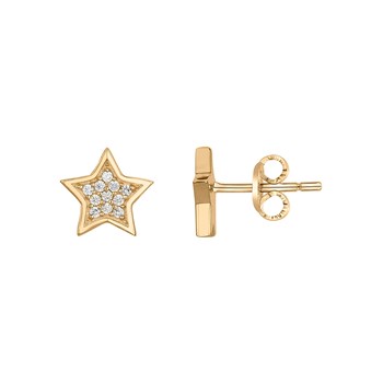 Boucles d'oreilles clous en Plaqué Or avec oxyde de zirconium blanc