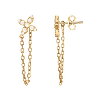 Boucles d'oreilles devant / derrière en Plaqué Or avec oxyde de zirconium blanc