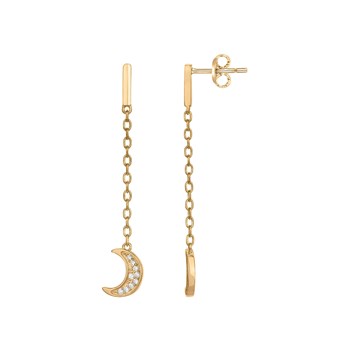 Boucles d'oreilles pendantes en Plaqué Or avec oxyde de zirconium blanc
