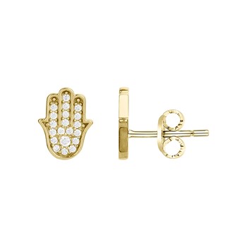 Boucles d'oreilles clous en Plaqué Or avec oxyde de zirconium blanc