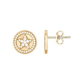 Boucles d'oreilles clous en Plaqué Or avec oxyde de zirconium blanc