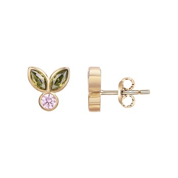 Boucles d'oreilles puces en Plaqué Or avec oxyde de zirconium multicolore