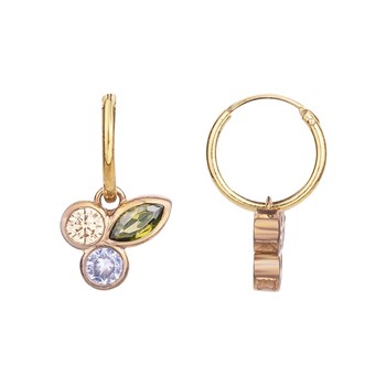Boucles d'oreilles pendantes en Plaqué Or avec oxyde de zirconium multicolore