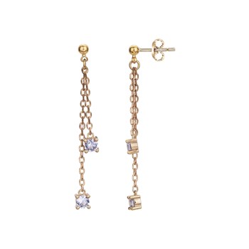 Boucles d'oreilles pendantes en Plaqué Or avec spinelle bleu topaze