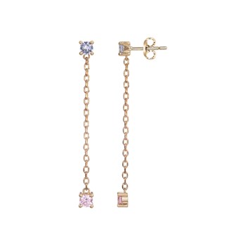 Boucles d'oreilles pendantes en Plaqué Or avec oxyde de zirconium multicolore
