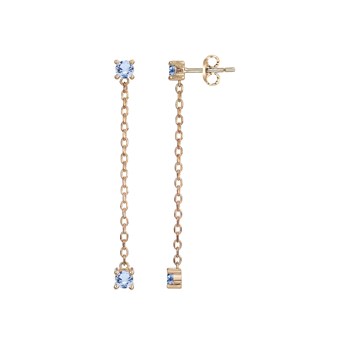 Boucles d'oreilles pendantes en Plaqué Or avec spinelle bleu topaze