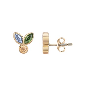 Boucles d'oreilles puces en Plaqué Or avec oxyde de zirconium multicolore