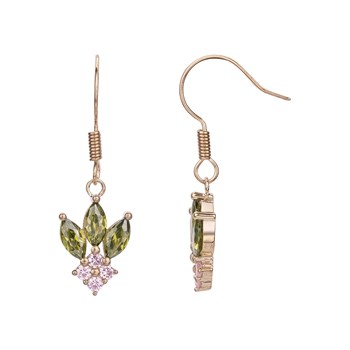 Boucles d'oreilles pendantes en Plaqué Or avec oxyde de zirconium multicolore