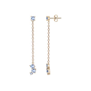 Boucles d'oreilles pendantes en Plaqué Or avec spinelle bleu topaze