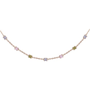 Collier multi-motifs en Plaqué Or avec oxyde de zirconium multicolore