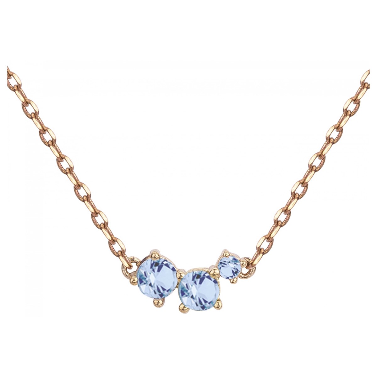 Collier mono-motif en Plaqué Or avec oxyde de zirconium bleu topaze