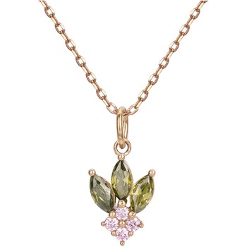 Collier mono-motif en Plaqué Or avec oxyde de zirconium multicolore