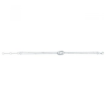 Bracelet souple mono-motif en Argent avec oxyde de zirconium blanc