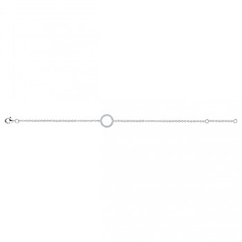 Bracelet souple mono-motif en Argent avec oxyde de zirconium blanc