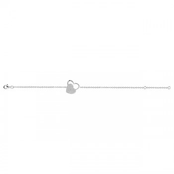 Single-pattern silver bracelet with white zirconium oxide