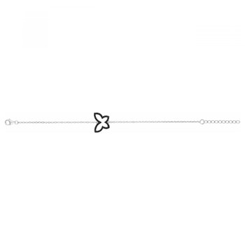 Bracelet souple mono-motif en Argent avec oxyde de zirconium noir