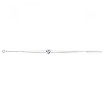 Bracelet souple mono-motif en Argent avec oxyde de zirconium bleu topaze