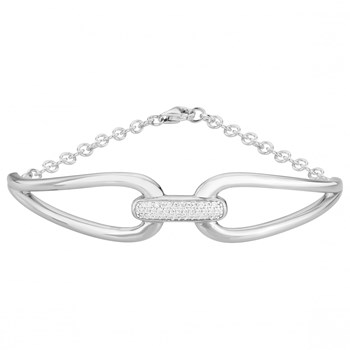 Bracelet semi-rigide en Argent avec oxyde de zirconium blanc