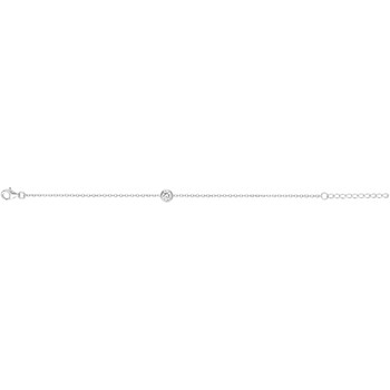 Bracelet souple mono-motif en Argent avec oxyde de zirconium blanc
