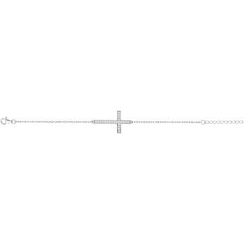 Bracelet souple mono-motif en Argent avec oxyde de zirconium blanc