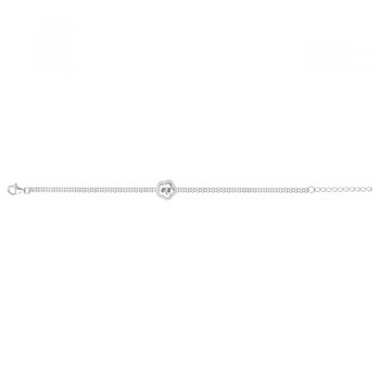 Bracelet souple mono-motif en Argent avec oxyde de zirconium blanc