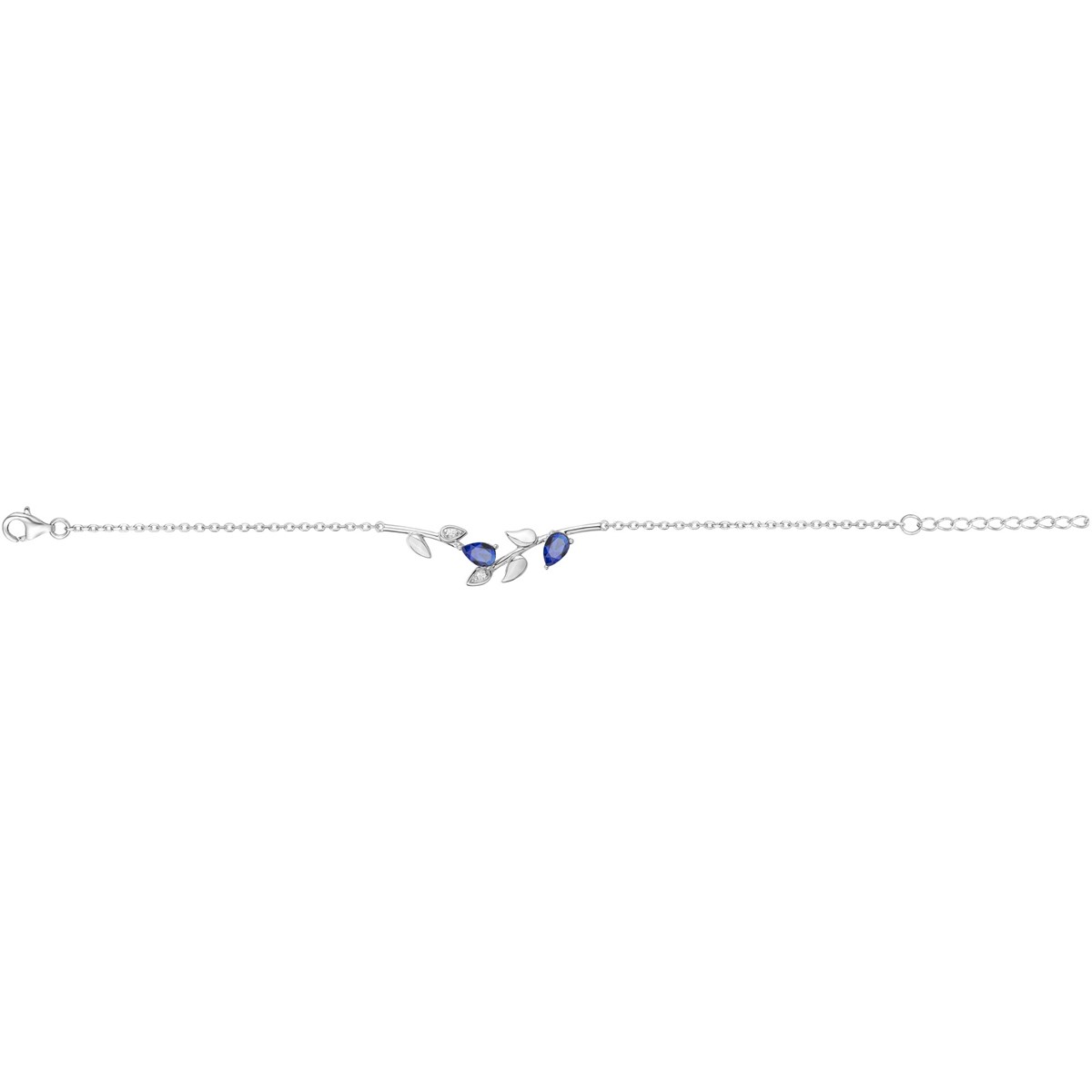 Bracelet souple mono-motif en Argent avec oxyde de zirconium bleu saphir