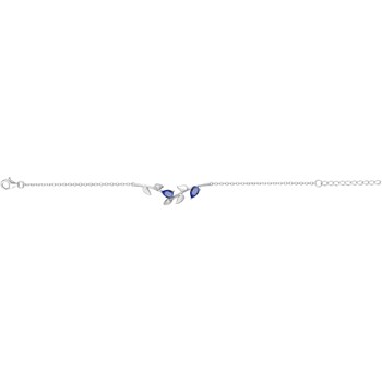 Bracelet souple mono-motif en Argent avec oxyde de zirconium bleu saphir