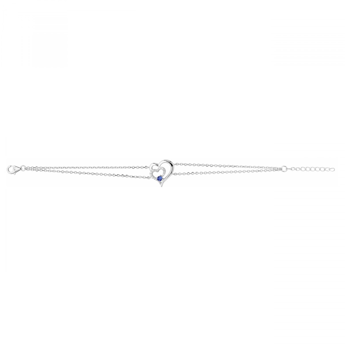 Bracelet souple mono-motif en Argent avec oxyde de zirconium bleu saphir
