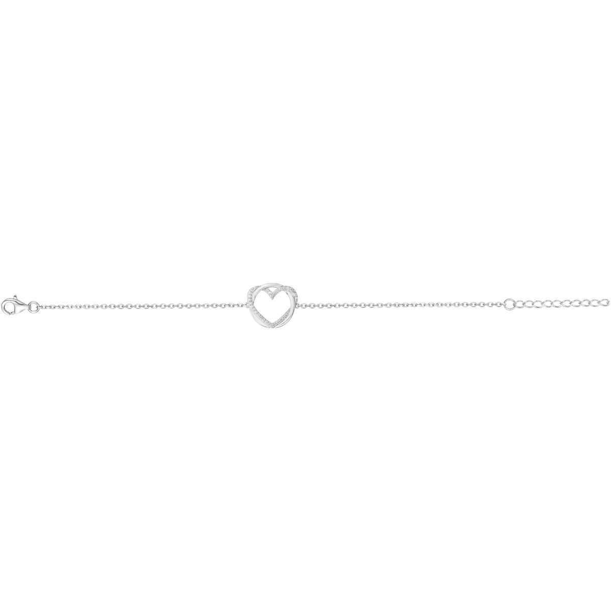 Bracelet souple mono-motif en Argent avec oxyde de zirconium blanc