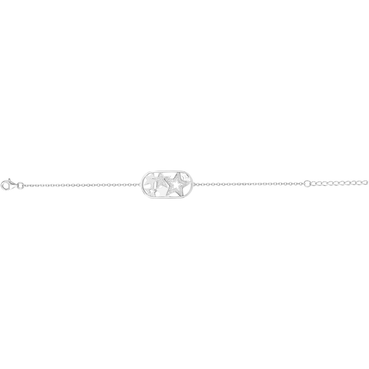 Bracelet souple mono-motif en Argent avec oxyde de zirconium blanc